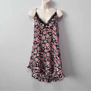 Lily of France Vintage Floral Lace Ruffle Slip Dress Size L